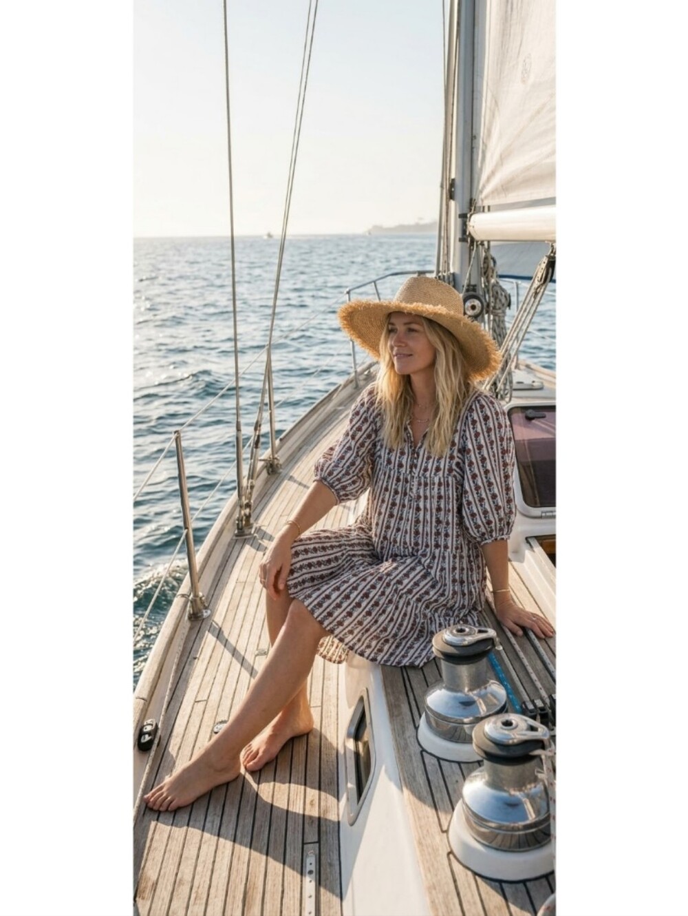 KARNI Floral Block Print Peasant Dress M